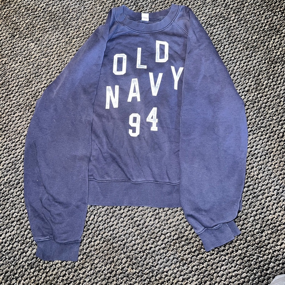 Old Navy Blue Crewneck Sweater with Puff Sleeves